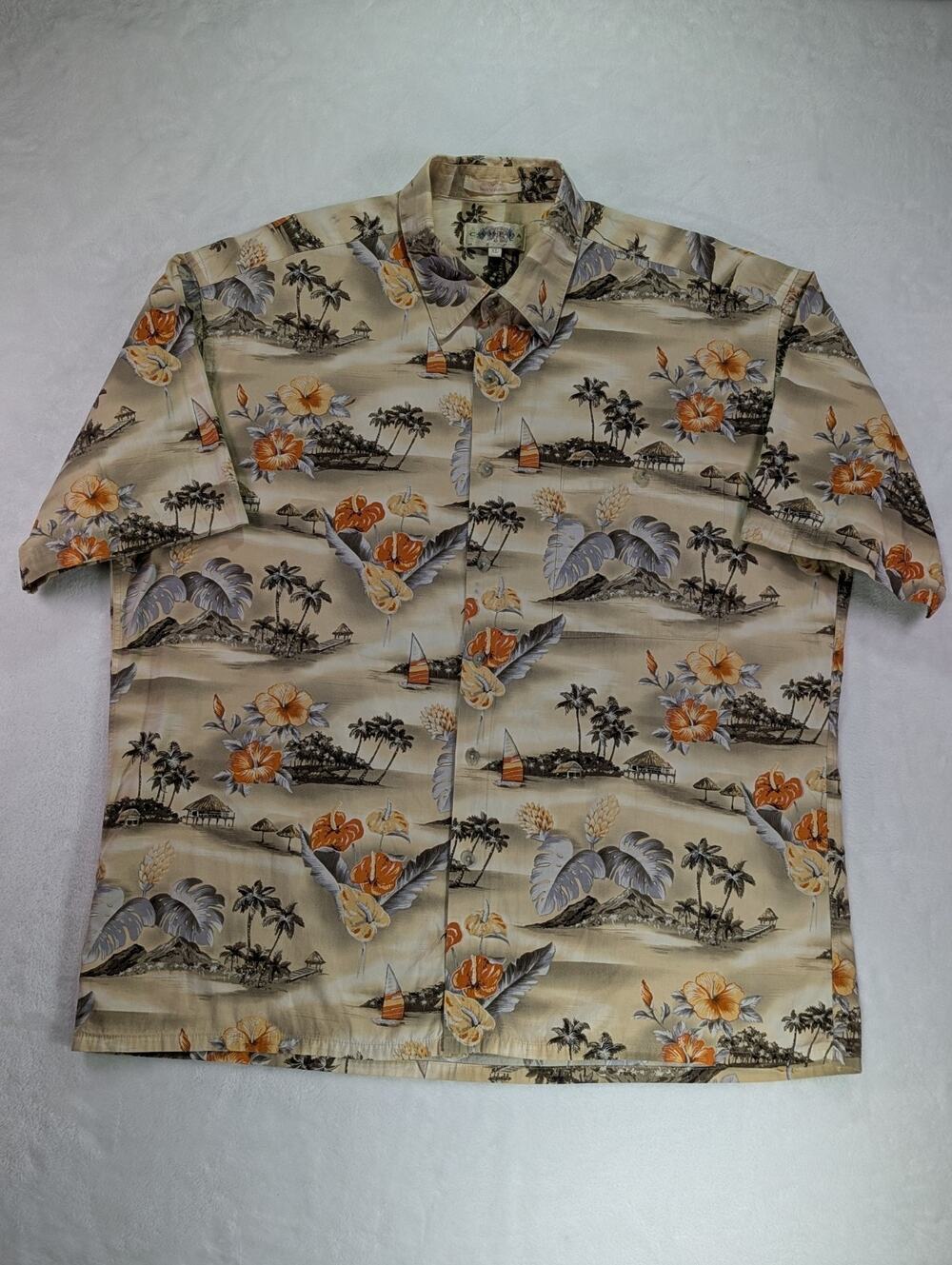 Campia Moda Mens XL Tropical Palm Tree Hawaiian Shirt Cotton VTG 90s